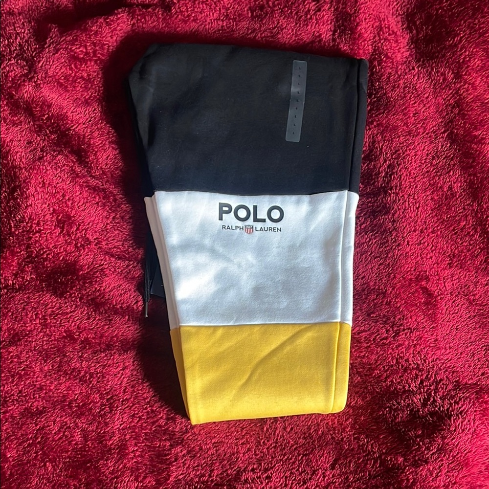 Polo by Ralph Lauren Men’s Colorblock Joggers - Black, White, Yellow - Picture 3 of 4